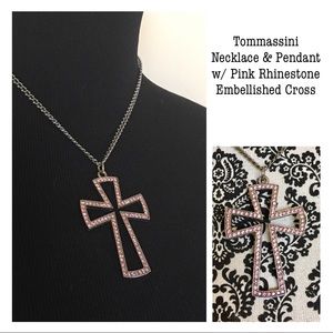 TOMMASSINI Necklace with Pendant Large Cross Pink